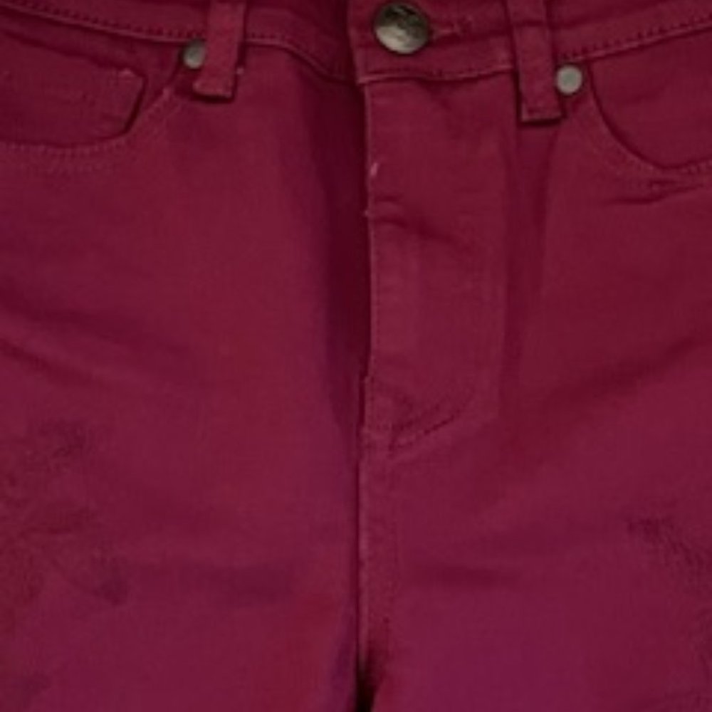 DG2 Women's jeans Classic stretch cranberry skinny with same tone embroidery